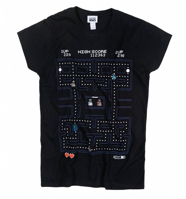 Women's Black Doctor Who Arcade Maze T-Shirt Women's Black Doctor Who Arcade Maze T-Shirt