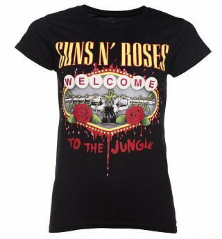 Women's Black Guns N Roses Welcome To The Jungle T-Shirt Women's Black Guns N Roses Welcome To The Jungle T-Shirt