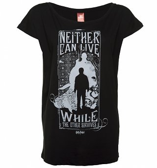 Women's Black Harry Potter Neither Can Live Slouchy T-Shirt Women's Black Harry Potter Neither Can Live Slouchy T-Shirt