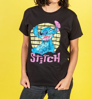 Women's Black Lilo and Stitch Vintage Stitch T-Shirt Women's Black Lilo and Stitch Vintage Stitch T-Shirt