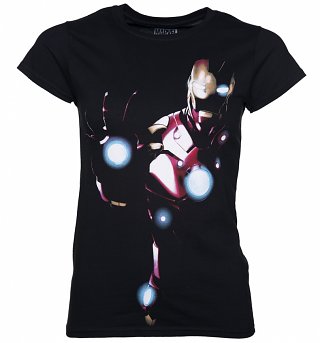 Women's Black Marvel Iron Man Shadow T-Shirt Women's Black Marvel Iron Man Shadow T-Shirt