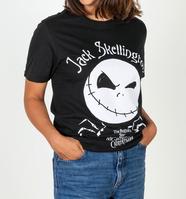 Women's Black Oversized Nightmare Before Christmas Jack Skellington T-Shirt Women's Black Oversized Nightmare Before Christmas Jack Skellington T-Shirt