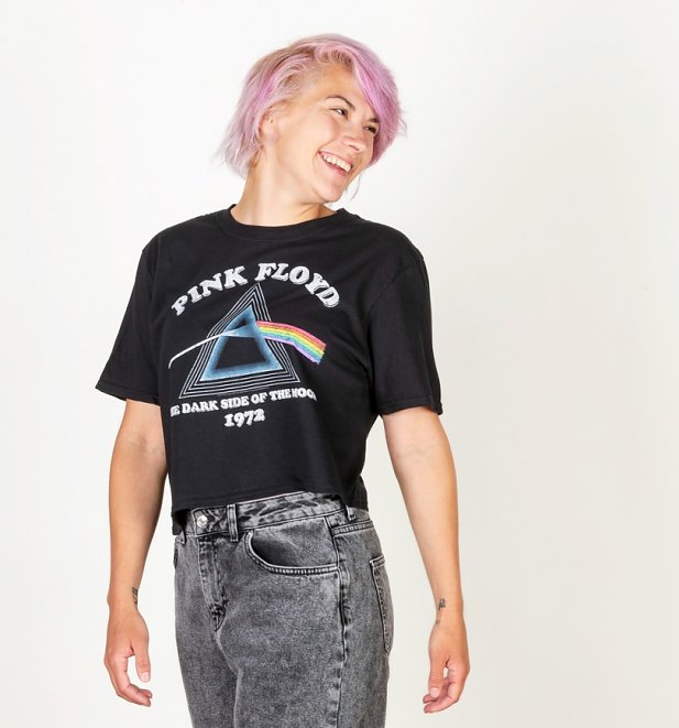 Women's Black Pink Floyd Dark Side Of The Moon Crop Top Women's Black Pink Floyd Dark Side Of The Moon Crop Top