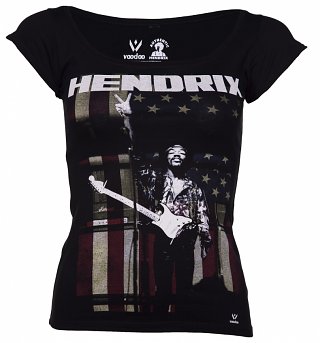 Women's Black Scooped Neck Jimi Hendrix T-Shirt Women's Black Scooped Neck Jimi Hendrix T-Shirt