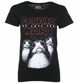 Women's Black Star Wars VIII The Last Jedi Porgs T-Shirt Women's Black Star Wars VIII The Last Jedi Porgs T-Shirt