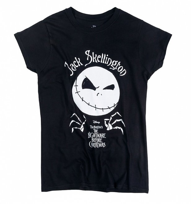 Women's Black The Nightmare Before Christmas Jack Skellington Head T-Shirt Women's Black The Nightmare Before Christmas Jack Skellington Head T-Shirt