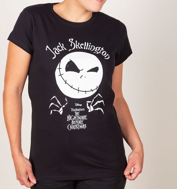 Black The Nightmare Before Christmas Jack Skellington Head T-Shirt