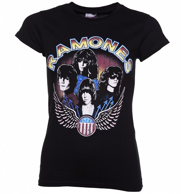 Women's Black Vintage Wings Ramones T-Shirt Women's Black Vintage Wings Ramones T-Shirt