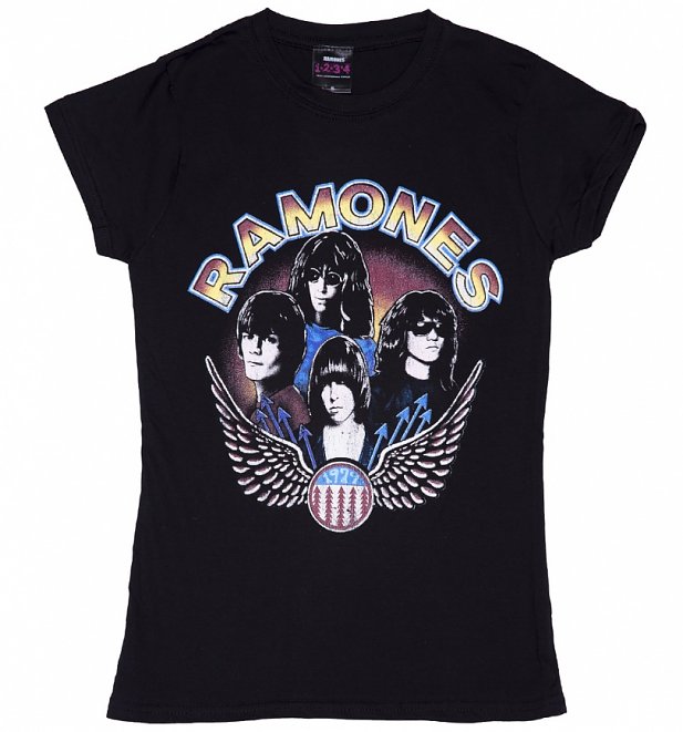 Women's Black Vintage Wings Ramones T-Shirt Women's Black Vintage Wings Ramones T-Shirt