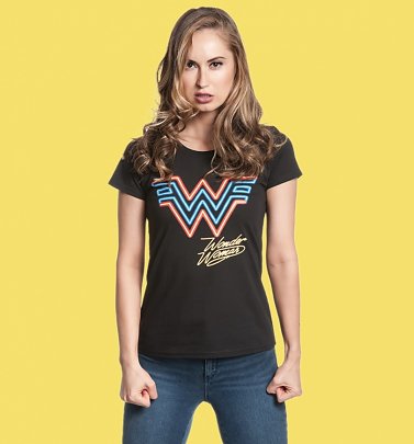 Women's Black Wonder Woman 1984 Logo Fitted T-Shirt Women's Black Wonder Woman 1984 Logo Fitted T-Shirt