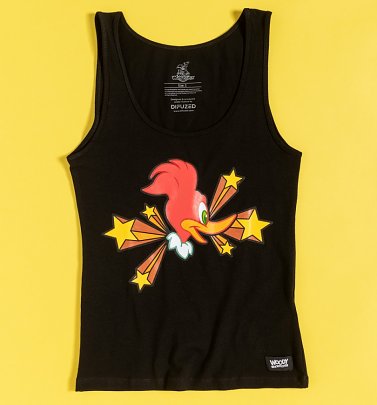 Women's Black Woody Woodpecker Vest from Difuzed Women's Black Woody Woodpecker Vest from Difuzed