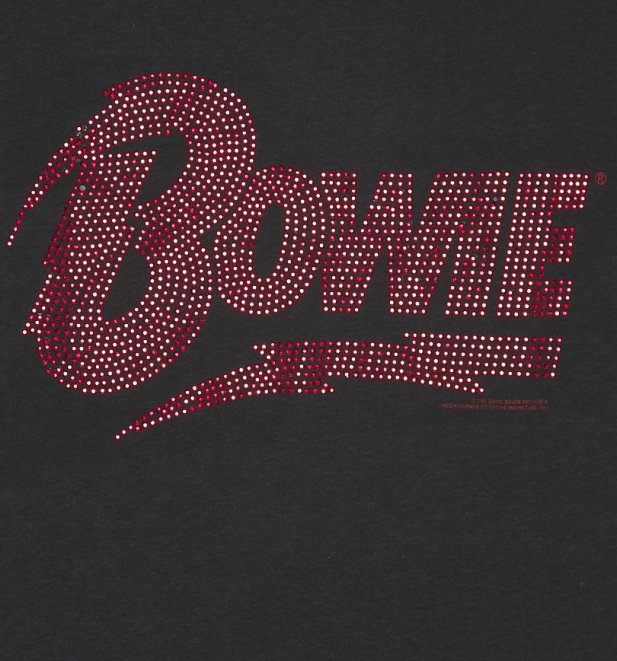Women's Charcoal David Bowie Red Diamante T-Shirt from Amplified Women's Charcoal David Bowie Red Diamante T-Shirt from Amplified