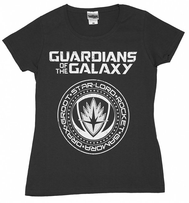 Women's Charcoal Guardians of The Galaxy Crest Logo T-Shirt Women's Charcoal Guardians of The Galaxy Crest Logo T-Shirt