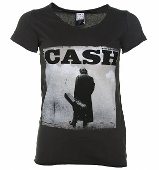 Women's Charcoal Johnny Cash Walking Legend T-Shirt from Amplified Women's Charcoal Johnny Cash Walking Legend T-Shirt from Amplified