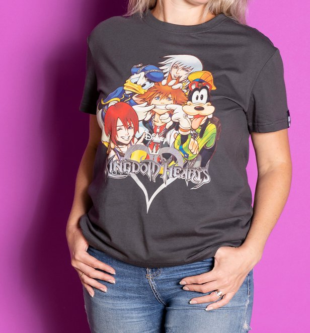 Women's Charcoal Kingdom Hearts T-Shirt from Difuzed