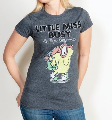 Women's Charcoal Little Miss Busy Fitted T-Shirt Women's Charcoal Little Miss Busy Fitted T-Shirt