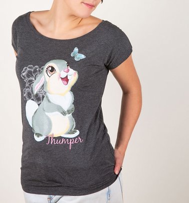 Women's Charcoal Marl Disney Thumper Slouch T-Shirt Women's Charcoal Marl Disney Thumper Slouch T-Shirt