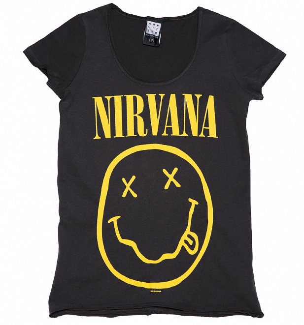 Women's Charcoal Nirvana Smiley T-Shirt from Amplified