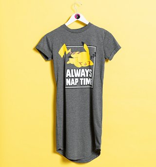 Women's Charcoal Pokemon Pikachu Always Nap Time Nightdress Women's Charcoal Pokemon Pikachu Always Nap Time Nightdress