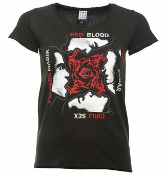 Women's Charcoal Red Hot Chili Peppers Blood Sugar Sex Magik T-Shirt from Amplified Women's Charcoal Red Hot Chili Peppers Blood Sugar Sex Magik T-Shirt from Amplified