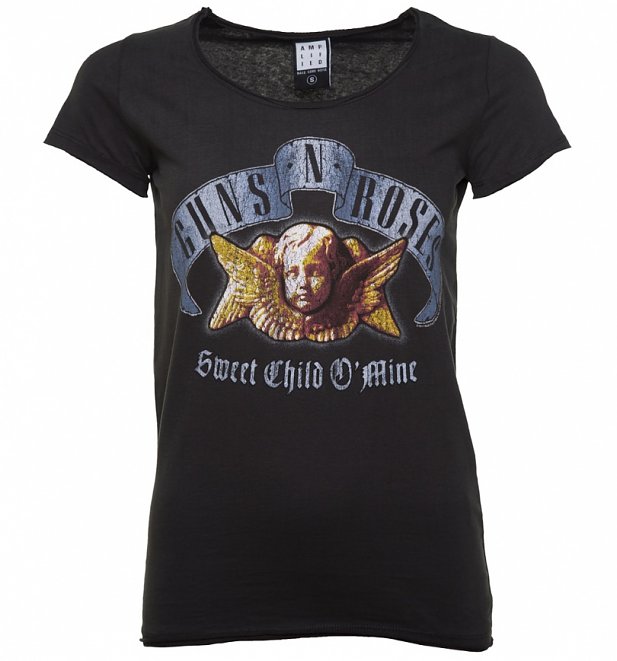 Women's Charcoal Guns N Roses Sweet Child O' Mine Angel T-Shirt from Amplified Women's Charcoal Guns N Roses Sweet Child O' Mine Angel T-Shirt from Amplified