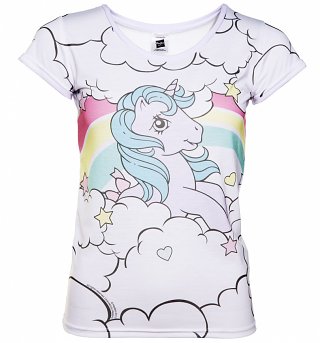 Women's Classic My Little Pony Princess Sparkle Rainbow Ringer T-Shirt Women's Classic My Little Pony Princess Sparkle Rainbow Ringer T-Shirt