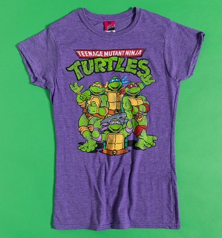 Women's Classic Teenage Mutant Ninja Turtles Purple Marl Fitted T-Shirt