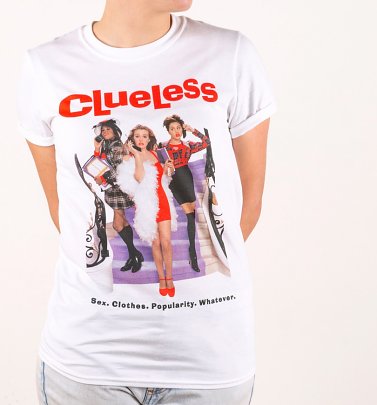 Women's Clueless Movie Poster White Boyfriend Fit Rolled Sleeve T-Shirt Women's Clueless Movie Poster White Boyfriend Fit Rolled Sleeve T-Shirt