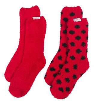 Women's Coca-Cola Dotty 2pk Cosy Socks Women's Coca-Cola Dotty 2pk Cosy Socks