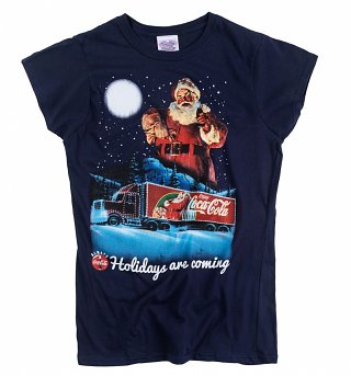 Women's Coca-Cola Holidays Are Coming Christmas T-Shirt Women's Coca-Cola Holidays Are Coming Christmas T-Shirt
