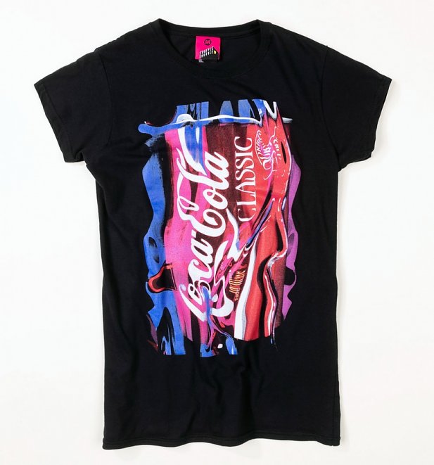 Women's Coca-Cola Neon Can Black Fitted T-Shirt Women's Coca-Cola Neon Can Black Fitted T-Shirt