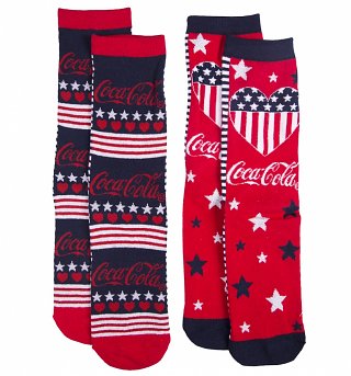Women's Coca-Cola Stars And Stripes 2pk Socks Women's Coca-Cola Stars And Stripes 2pk Socks