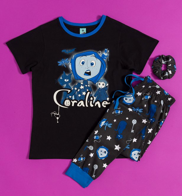 Women's Coraline Do It Anyway Glow In The Dark Pyjamas with Scrunchie