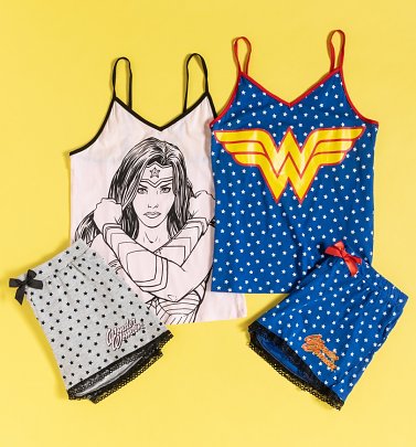 Women's DC Comics Wonder Woman Set of Two Strappy Shortie Pyjamas