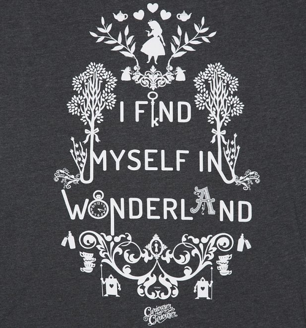 Women's Dark Grey Marl Alice In Wonderland Find Myself In Wonderland Slouchy T-Shirt Women's Dark Grey Marl Alice In Wonderland Find Myself In Wonderland Slouchy T-Shirt