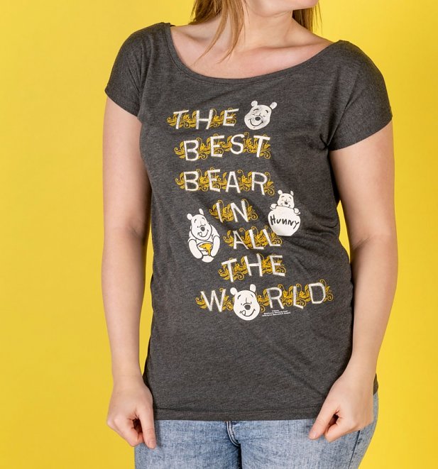 Women's Dark Grey Marl Winnie The Pooh Best Bear T-Shirt Women's Dark Grey Marl Winnie The Pooh Best Bear T-Shirt