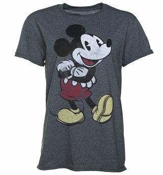 Women's Dark Heather Vintage Mickey Mouse Rolled Sleeve T-Shirt Women's Dark Heather Vintage Mickey Mouse Rolled Sleeve T-Shirt