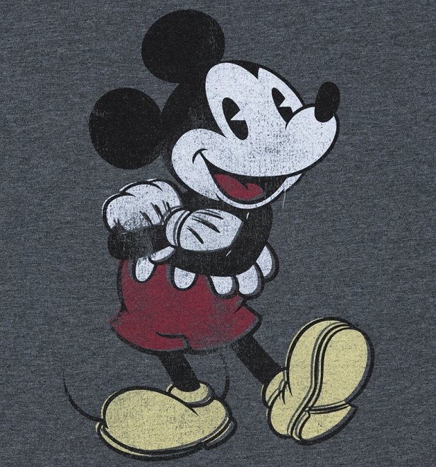 Women's Dark Heather Vintage Mickey Mouse Rolled Sleeve T-Shirt Women's Dark Heather Vintage Mickey Mouse Rolled Sleeve T-Shirt