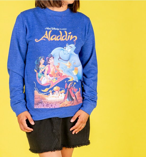 Disney Aladdin Video Cover Heather Royal Sweater