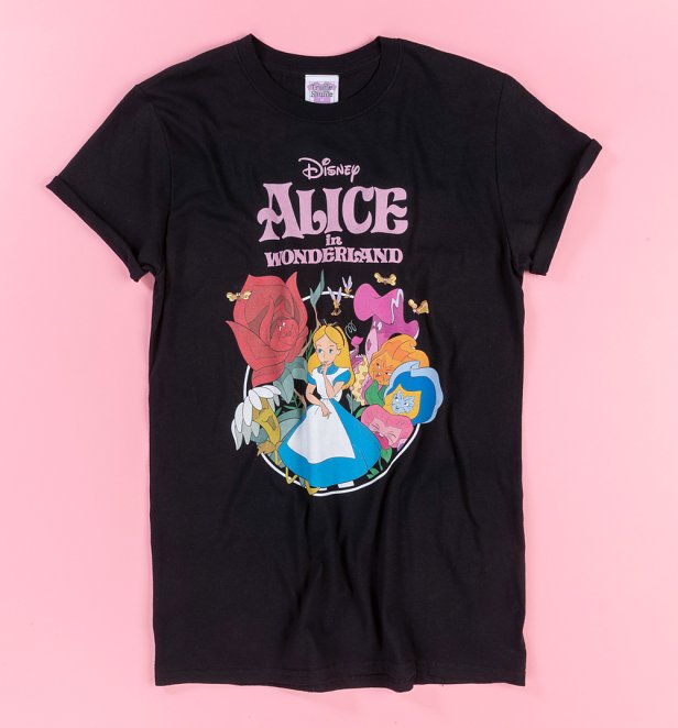 Women's Disney Alice In Wonderland Black Boyfriend T-Shirt