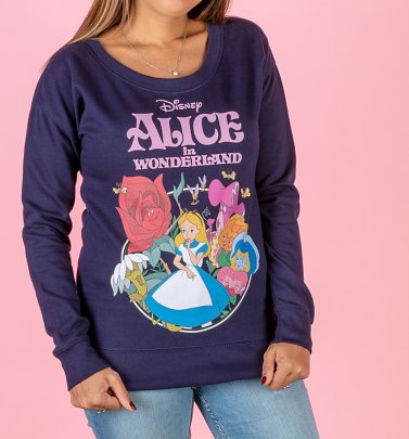 Women's Disney Alice In Wonderland Navy Fitted Sweater Women's Disney Alice In Wonderland Navy Fitted Sweater