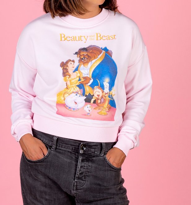 Disney Beauty And The Beast Video Cover Cropped Sweater