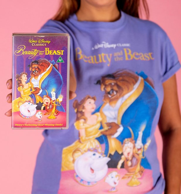Womens Disney Beauty and The Beast Video Cover Cropped Sweater