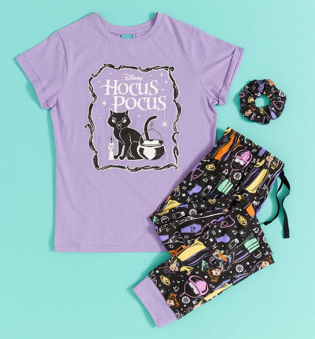 Women's Disney Hocus Pocus Thackery Binx Pyjama and Scrunchie Set