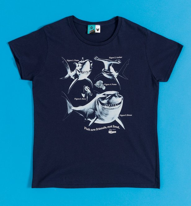 Women's Disney Pixar Finding Nemo Fish Chart Navy Fitted T-Shirt