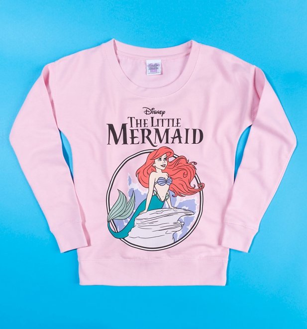 Women's Disney The Little Mermaid Baby Pink Fitted Sweater