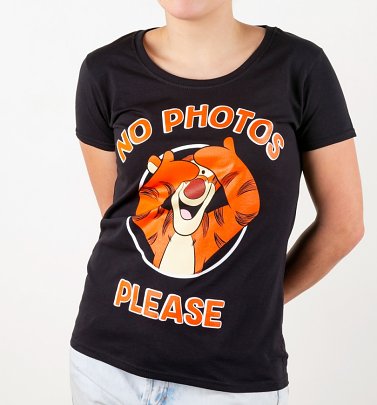 Women's Disney Winnie The Pooh Tigger No Photos Please T-Shirt Women's Disney Winnie The Pooh Tigger No Photos Please T-Shirt