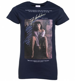 Women's Flashdance Movie Poster Navy T-Shirt Women's Flashdance Movie Poster Navy T-Shirt