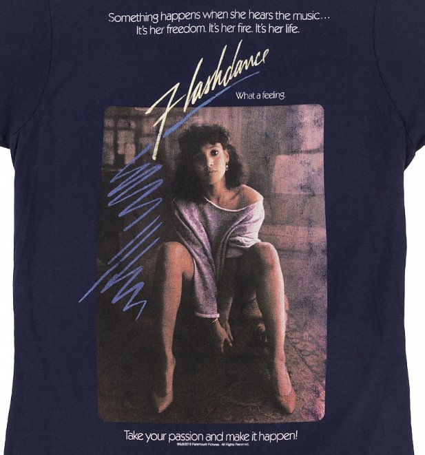 Women's Flashdance Movie Poster Navy T-Shirt Women's Flashdance Movie Poster Navy T-Shirt