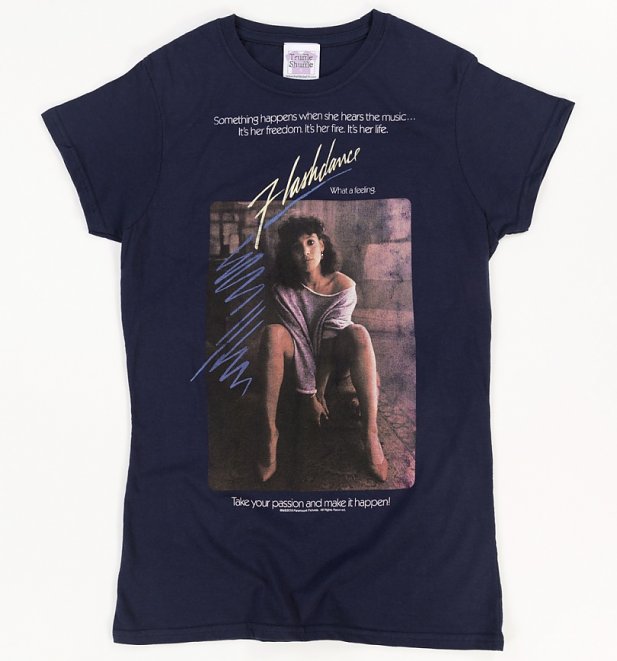 Women's Flashdance Movie Poster Navy T-Shirt Women's Flashdance Movie Poster Navy T-Shirt
